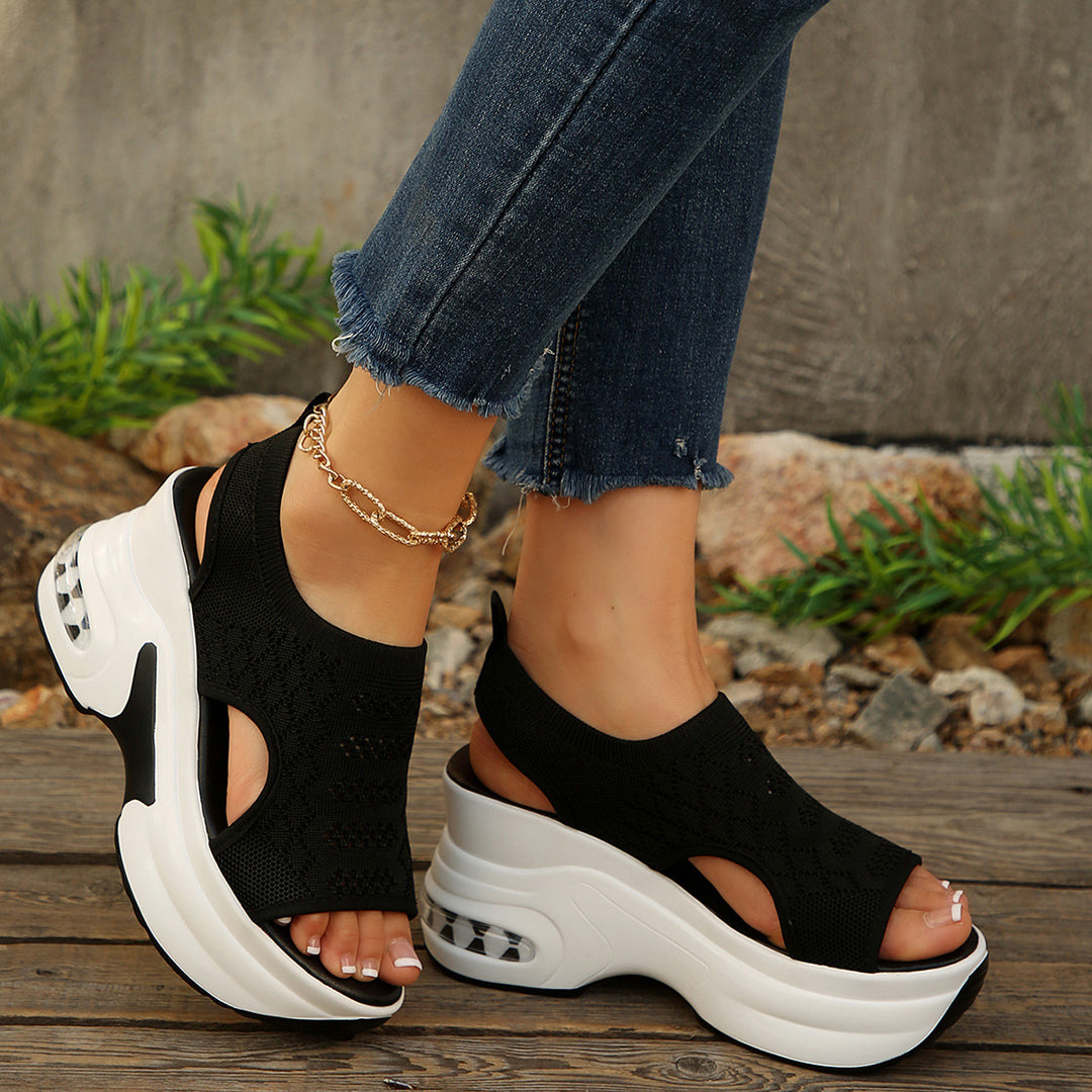 Damen Sportliche Sandalen mit atmungsaktivem Obermaterial und trendiger Plateausohle R&B