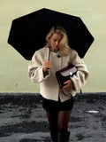 Damen Modische Oversized-Wolljacke mit stylischen Knopfdetails