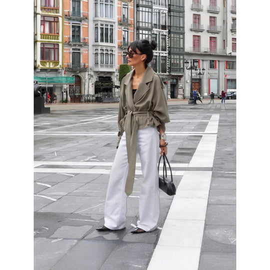 Damen Oversized Trenchcoat mit schickem Gürtel R&B