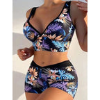 Damen Sport-Bikini-Set mit hoch geschnittenem Oberteil und bequemem Shorts R&B