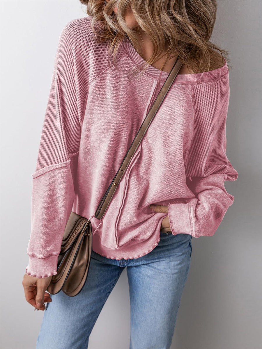 Damen Lässiges Langarmshirt mit strukturiertem Design R&B