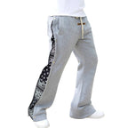 Herren lässige Freizeithose mit Seitenknopf und Bandana-Muster R&B