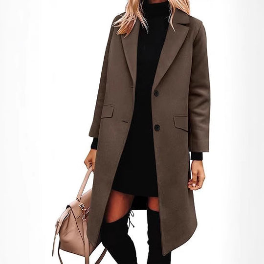 Damen Eleganter Woll-Trenchcoat mit klassischem Revers R&B