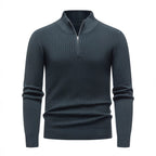 Herren Strickpullover mit modernem Stehkragen und feinem Rippdesign R&B
