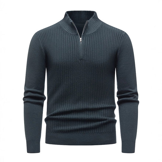 Herren Strickpullover mit modernem Stehkragen und feinem Rippdesign R&B