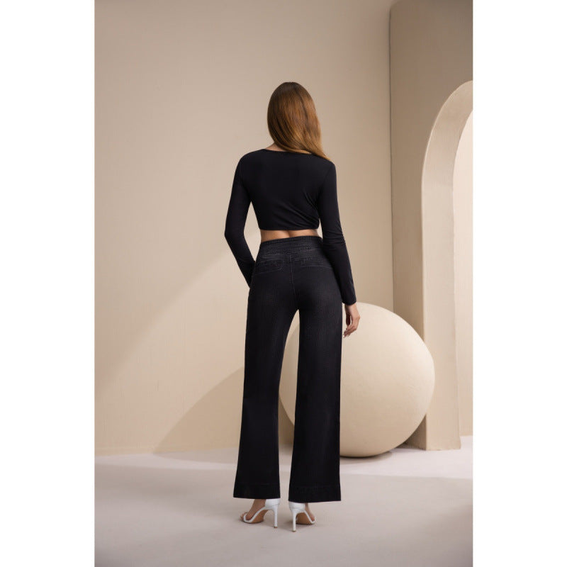 Damen weite High-Waist Jeans mit klassischem Schnitt und modernem Touch R&B