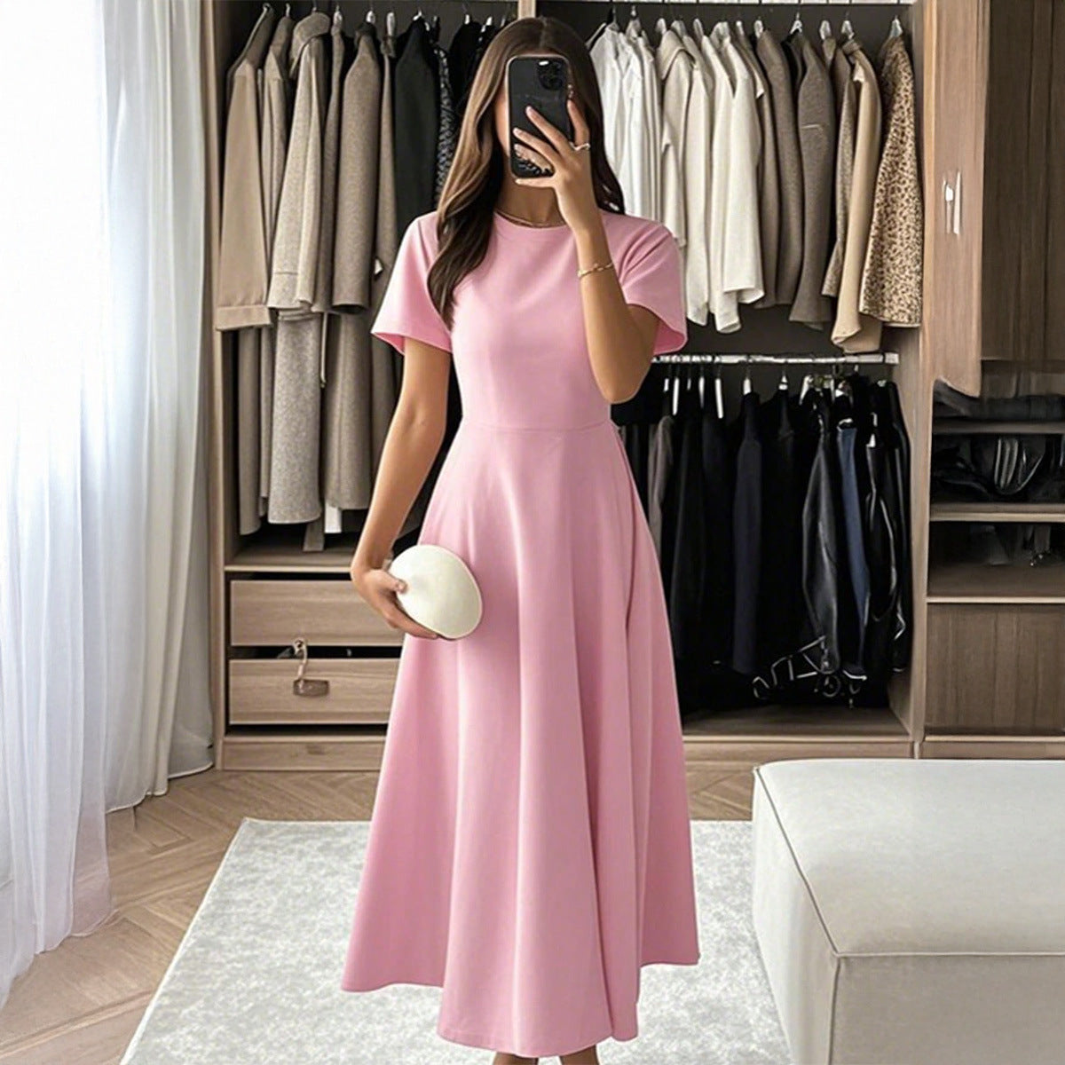 Damen Midikleid mit elegantem Schnitt und weiten Ärmeln R&B