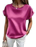 R&B | Satin-T-Shirt mit Umgeschlagenen Ärmeln für Damen