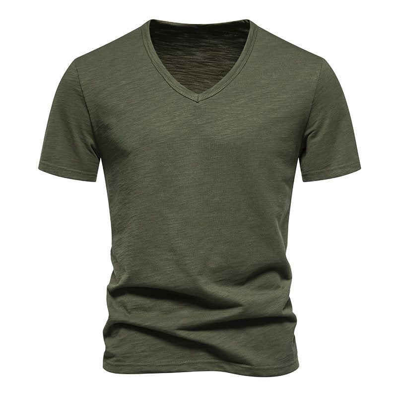 Herren V-Ausschnitt T-Shirt aus atmungsaktiver Baumwolle mit komfortablem Sitz R&B