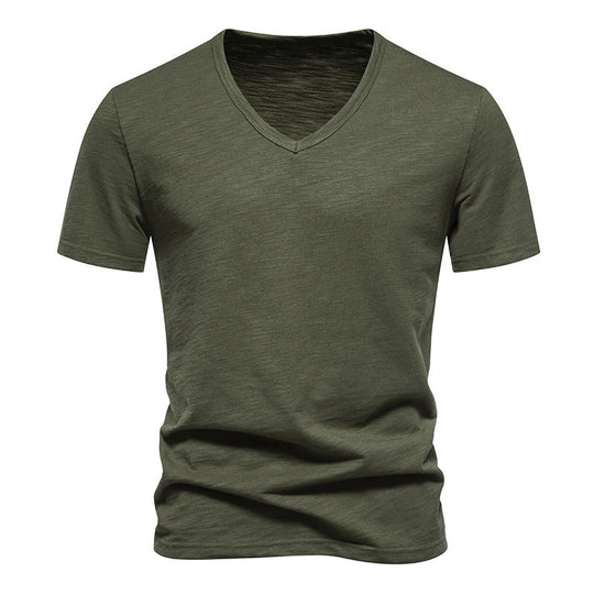 Herren V-Ausschnitt T-Shirt aus atmungsaktiver Baumwolle mit komfortablem Sitz R&B