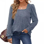 Damen modischer Pullover mit strukturiertem Rippmuster und Puffärmeln R&B