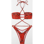 Damen Bandeau-Bikini mit raffiniertem Schlangenmuster