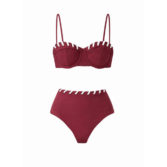 Damen Bikini-Set mit modischem High-Waist-Höschen und Latzhosen von R&B
