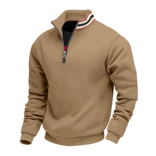 Herren nan Halbzip-Sweatshirt mit sportivem Ringkragen und weichem Fleece-Innenfutter R&B