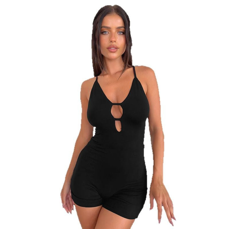 Damen eleganter Badeanzug mit tiefem V-Ausschnitt und raffinierter Rückenschnürung R&B