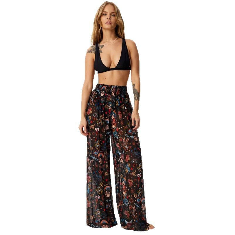 Damen Leggings aus luftiger, transparenter Stoffqualität mit exotischem Muster R&B