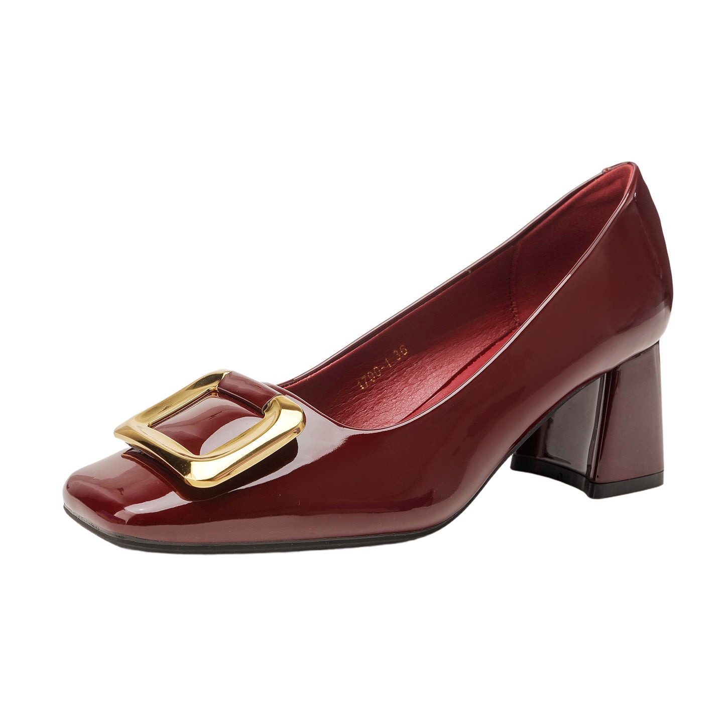 Damen elegante High Heels mit schickem quadratischem Zehenbereich und goldener Schnalle
