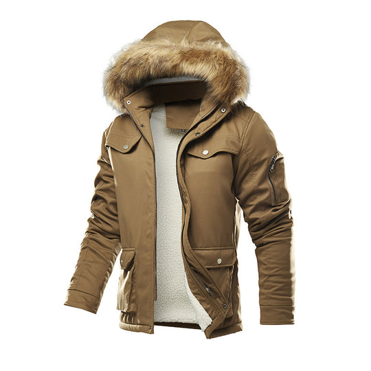 Herren isolierte Winterjacke mit abnehmbarer Kapuze und Futter R&B