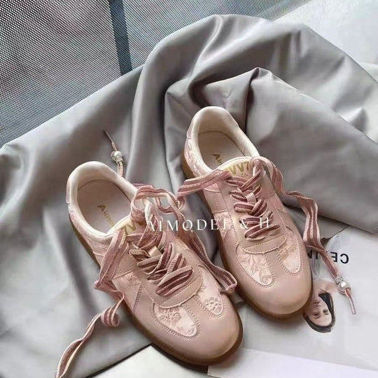 Damen Modische Sneakers mit floralem Design und dekorativen Schnürsenkeln R&B