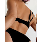 Damen asymmetrischer Bikini mit verstellbaren Trägern und hohem Beinausschnitt R&B