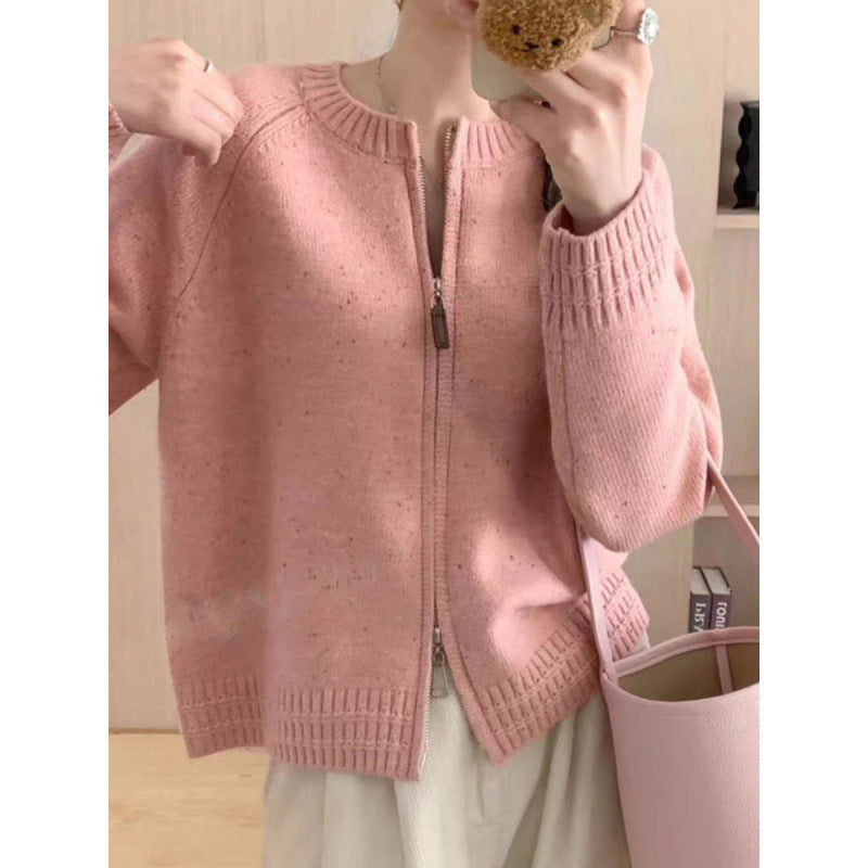Damen Strickjacke Mit Einem Modernen Reißverschluss Und Gerippten Abschlüssen R&B