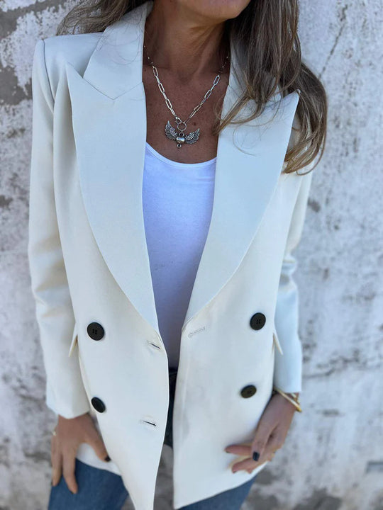 Damen Eleganter Double-Breasted Blazer mit zeitlosem Schnitt und leichten Schulterpolstern R&B