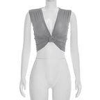 Damen Kurzflügel-Top mit Knoten-Detail und figurbetonter Passform R&B