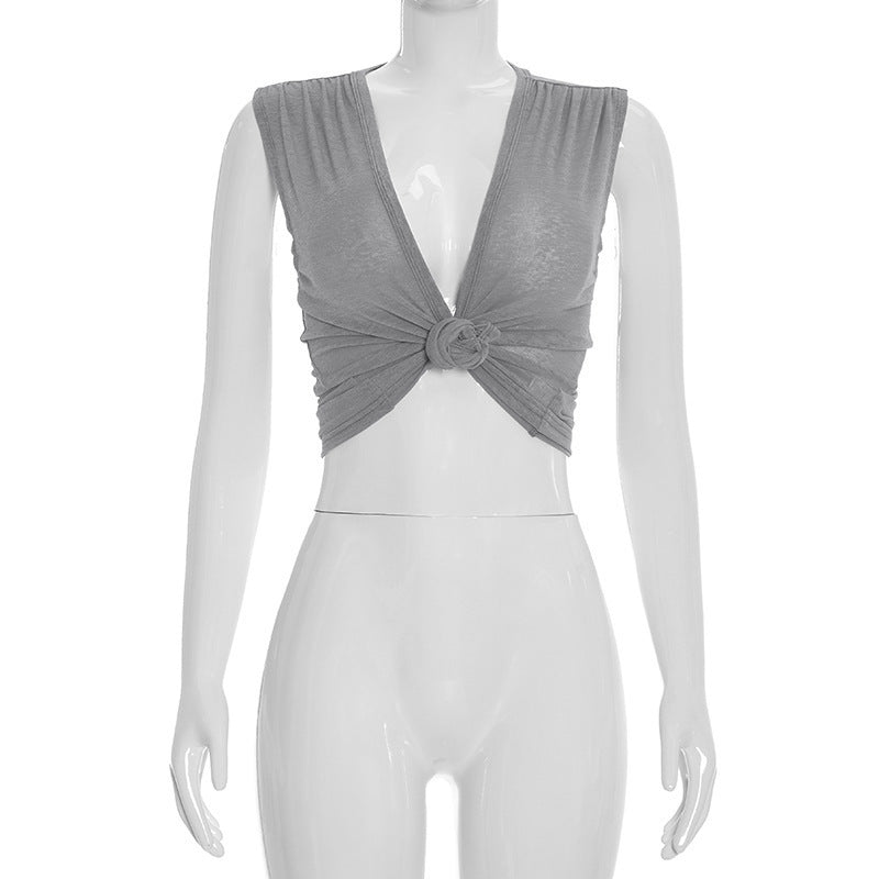 Damen Kurzflügel-Top mit Knoten-Detail und figurbetonter Passform R&B