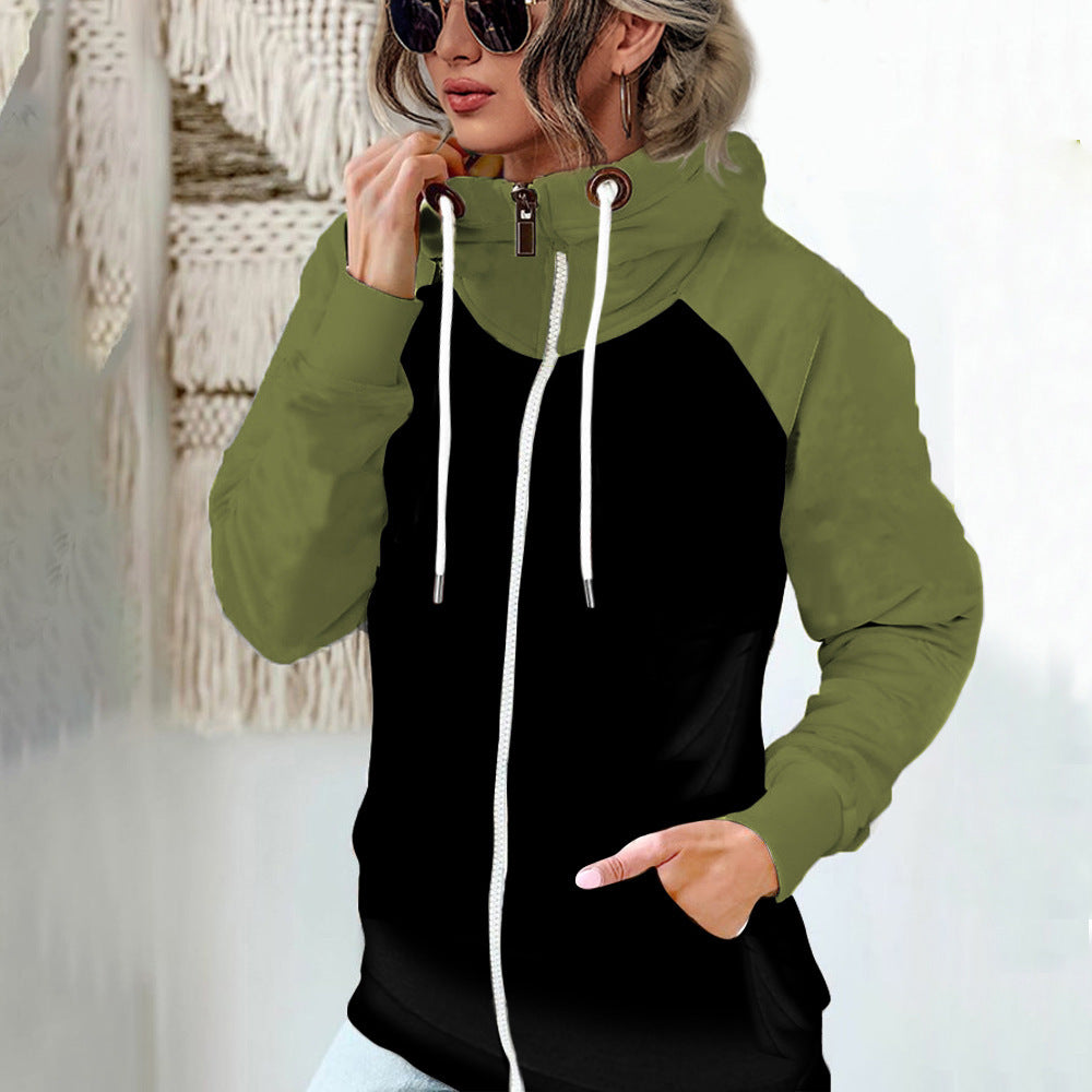 Damen nan Kapuzenjacke mit hohem Stehkragen, durchgehendem Reißverschluss und Raglanärmeln R&B