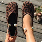 Damen elegante Ballerinas mit luxuriöser Perlenschmuck-Akzent R&B