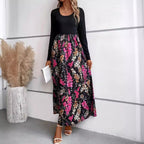 Damen Maxikleid mit floralem Print und langen Ärmeln R&B
