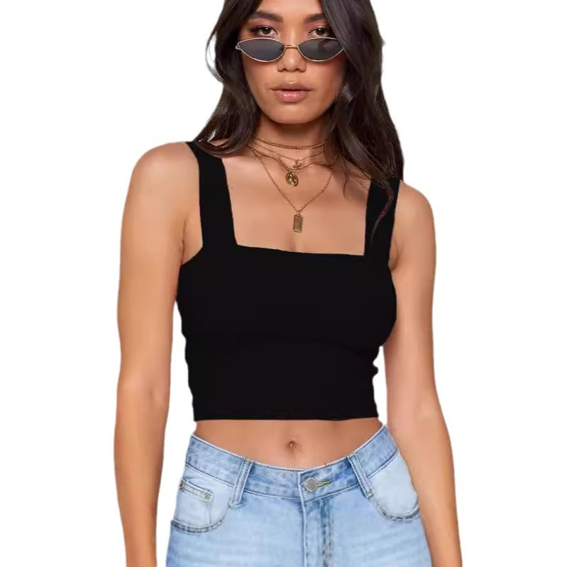 Damen Figurbetontes Crop-Top mit breiten Trägern R&B