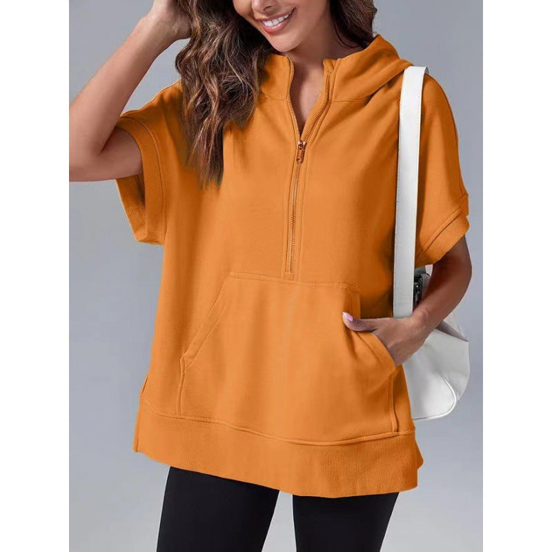 Damen Lässiger Kapuzenpullover mit Reißverschluss und praktischen Taschen R&B