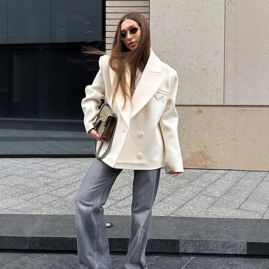 Damen Oversized Blazerjacke mit doppelter Knopfleiste und eleganten Details R&B