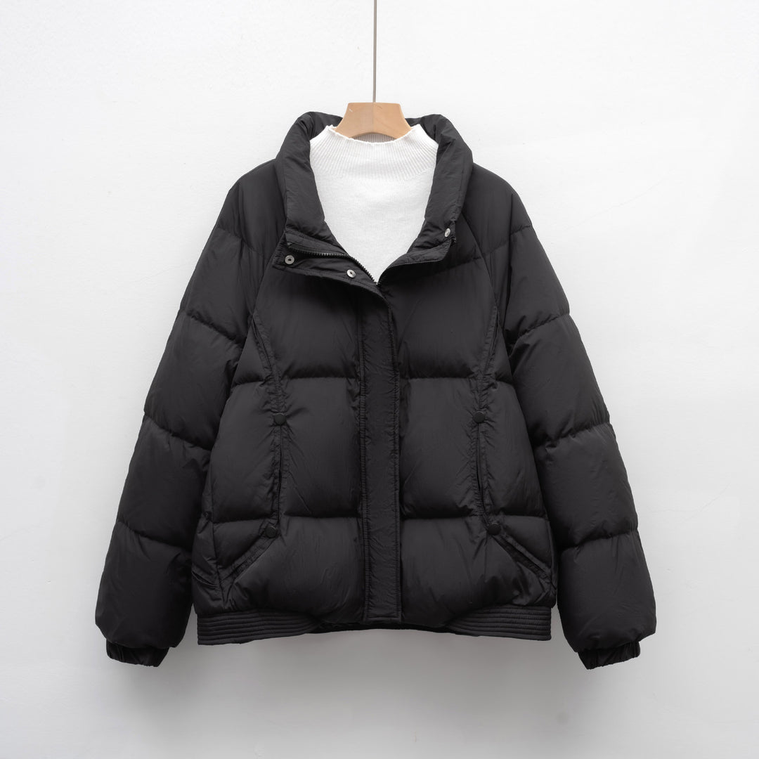 Damen Voluminöse Steppjacke mit modernem Kragen und praktischen Taschen R&B