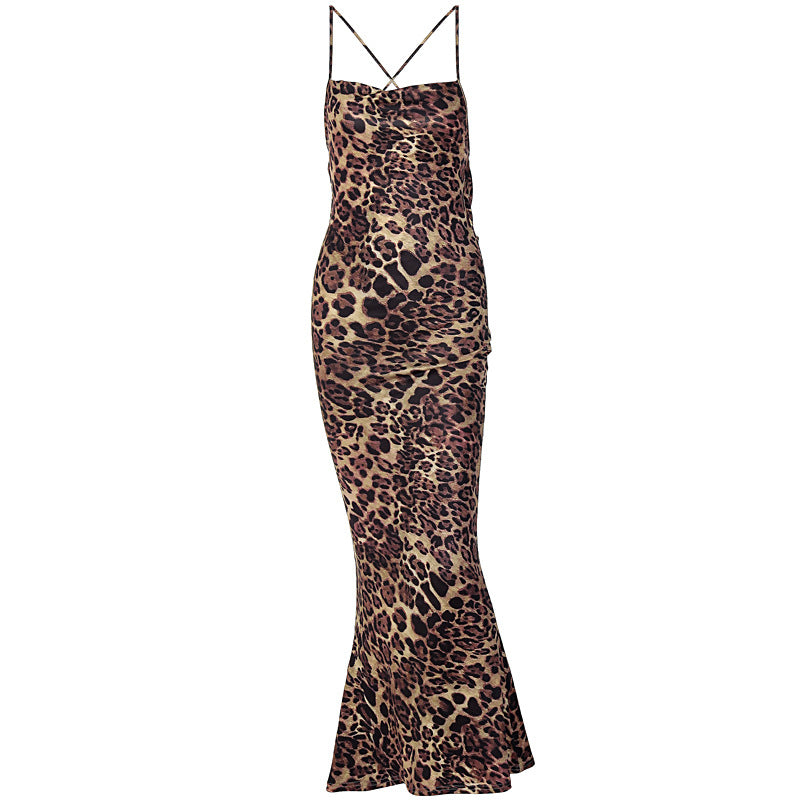 Damen Figurnahes Maxikleid mit Leopardenmuster R&B