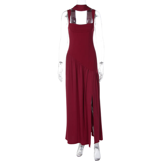 Damen Elegantes Abendkleid mit asymmetrischem Schnitt und tiefem Schlitz R&B