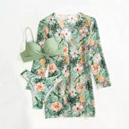 Damen Strandkimono mit floralem Mustermix und lockerer Passform R&B