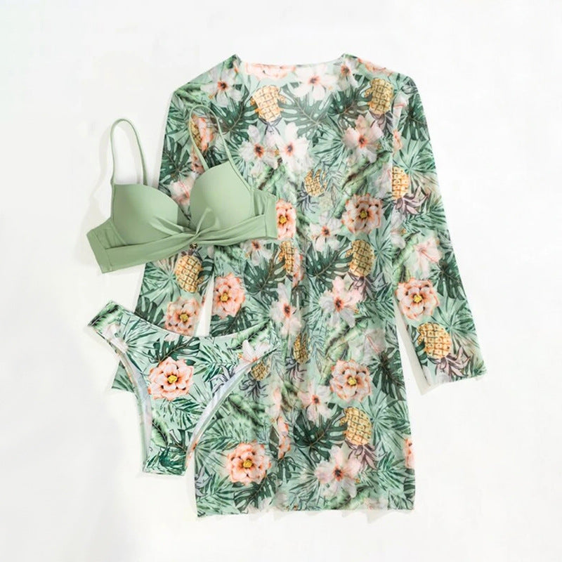 Damen Strandkimono mit floralem Mustermix und lockerer Passform R&B