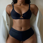 Damen Hochgeschnittene Bikinihose mit modischem Ringdetail R&B