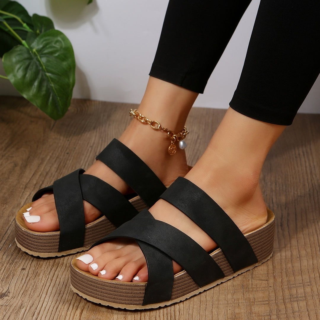 Damen modische Wedge-Sandalen mit geflochtenem Design und komfortabler Innensohle R&B