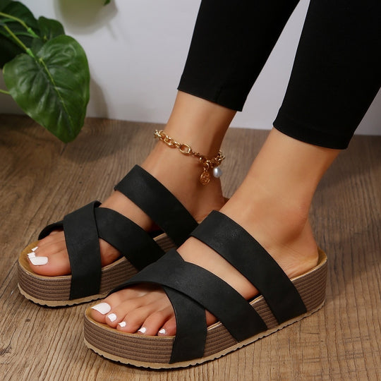 Damen modische Wedge-Sandalen mit geflochtenem Design und komfortabler Innensohle R&B