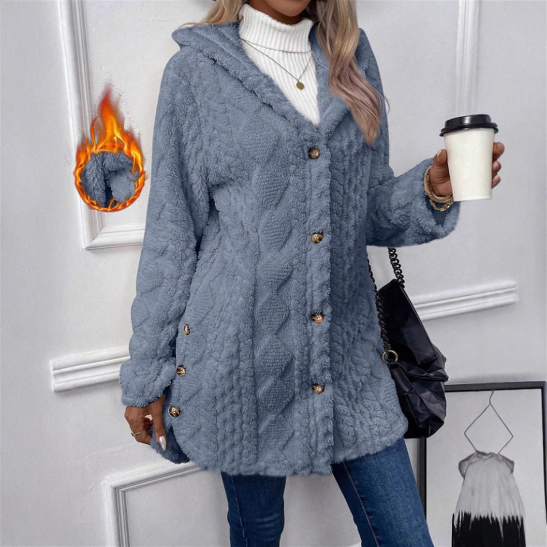 Damen Kuschelige Teddyjacke mit Knopfverschluss R&B