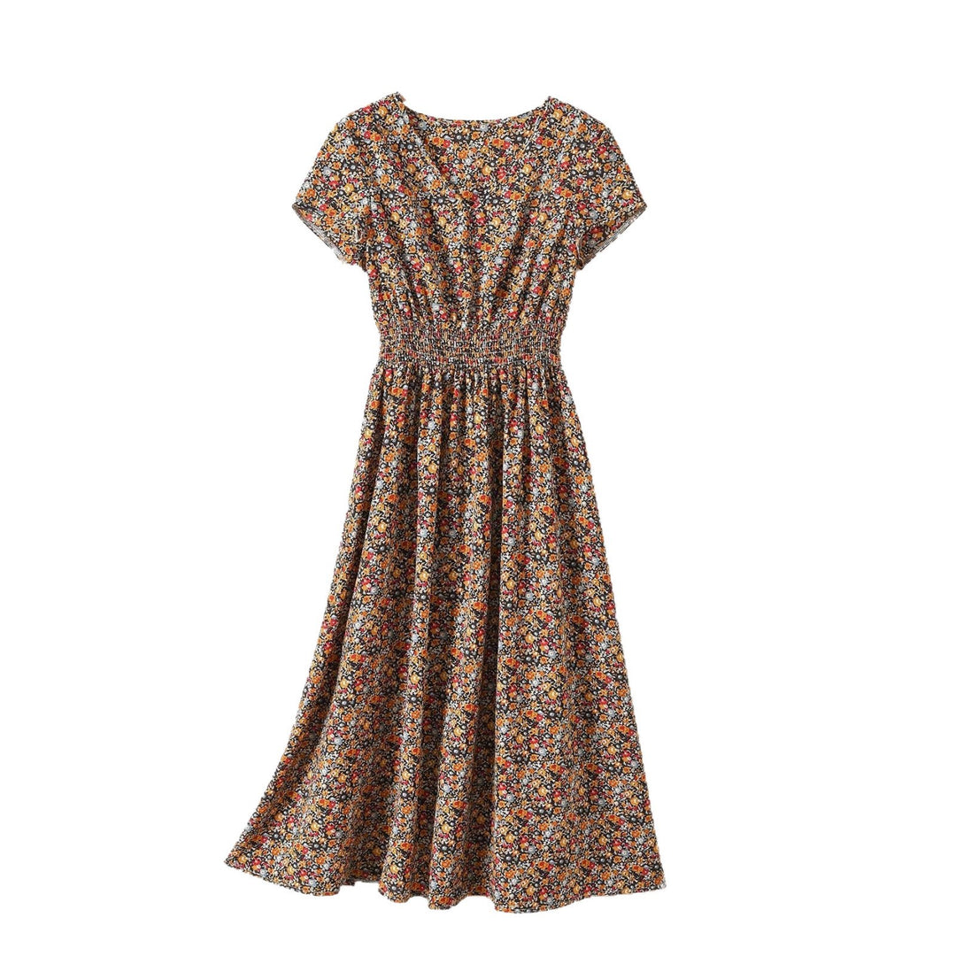 Damen Sommerliches Midikleid mit elastischem Bund und floralen Mustern R&B