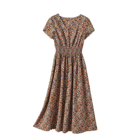 Damen Sommerliches Midikleid mit elastischem Bund und floralen Mustern R&B