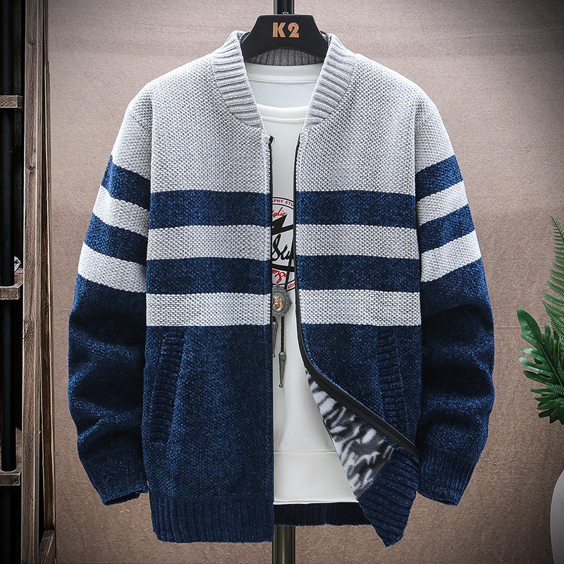 Herren lässige Strickjacke im modernen Streifenlook