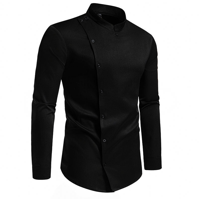 Herren Langarm Hemd mit modernem Knopfdesign R&B