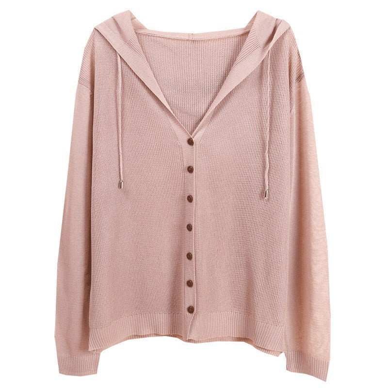 Damen Strickjacke mit Kapuze und eleganten Holzknöpfen R&B