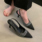 Damen Slingback Pumps mit elegantem Tweed-Design R&B