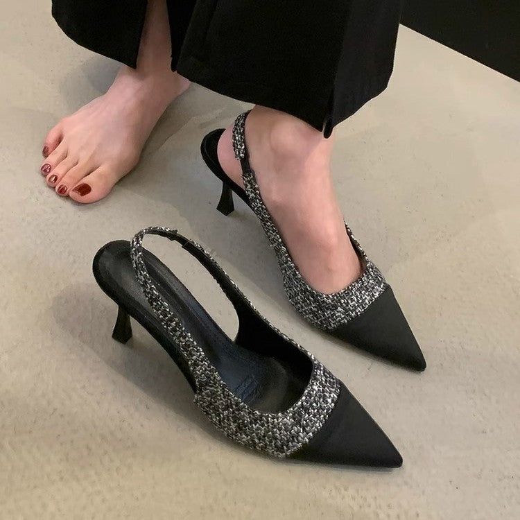 Damen Slingback Pumps mit elegantem Tweed-Design R&B